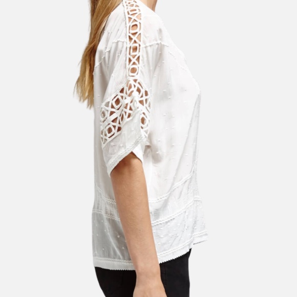 IRO Brynn Top Ecru White 38 M/L Bohemian Cutout Slouchy Embroidered Top - Picture 2 of 8